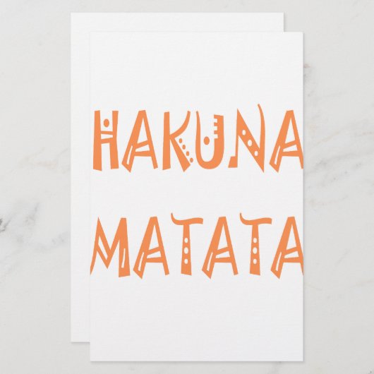 Hakuna Matata – アフリカの部族文字アート 便箋 (正面/裏面)