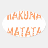 Hakuna Matata – アフリカの部族文字アート 楕円形シール (正面)
