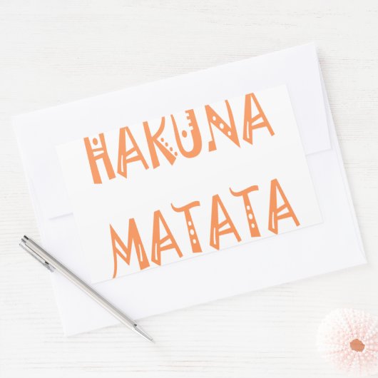 Hakuna Matata – アフリカの部族文字アート 長方形シール (封筒)