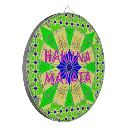 Hakuna Matata – 幾何学グローバルインスパイアカスタム ダーツボード (正面左)