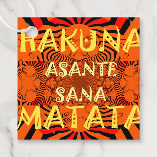 Hakuna Matata Asante Sana: Vibrant African Zebra G フェイバータグ (正面)