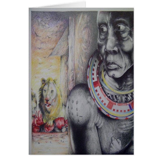 Hakuna Matata Kenya Masai Greeting Vertical Card (正面)