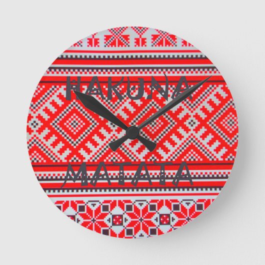 Hakuna Matata - No Hearts Swhili Art Collection ラウンド壁時計 (正面)