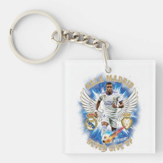 Hala Madrid Never Give Up Acrylic Keychain キーホルダー (正面)