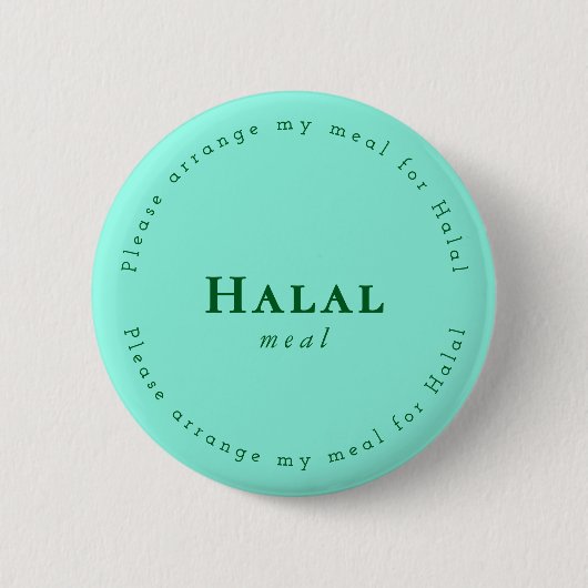 Halal meal Request Badge, Light green, Dark green 缶バッジ (正面)