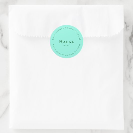 Halal meal Request Sticker, Light Green ラウンドシール (バッグ)