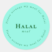 Halal meal Request Sticker, Light Green ラウンドシール (正面)