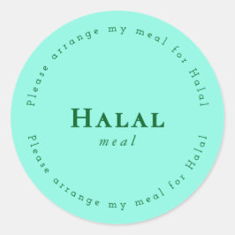 Halal meal Request Sticker, Light Green ラウンドシール
