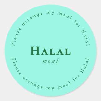 Halal meal Request Sticker, Light Green ラウンドシール
