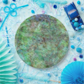 Halcyon green texture collage紙プレート、Calm lit ペーパープレート (パーティー)