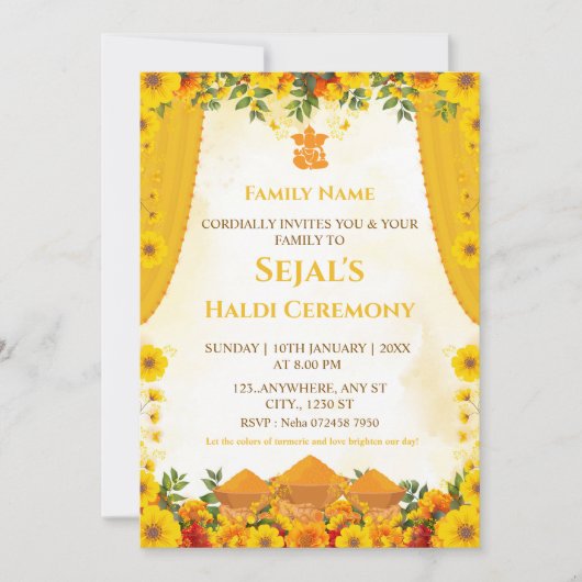 Haldi Ceremony Invitation Card 招待状 (正面)
