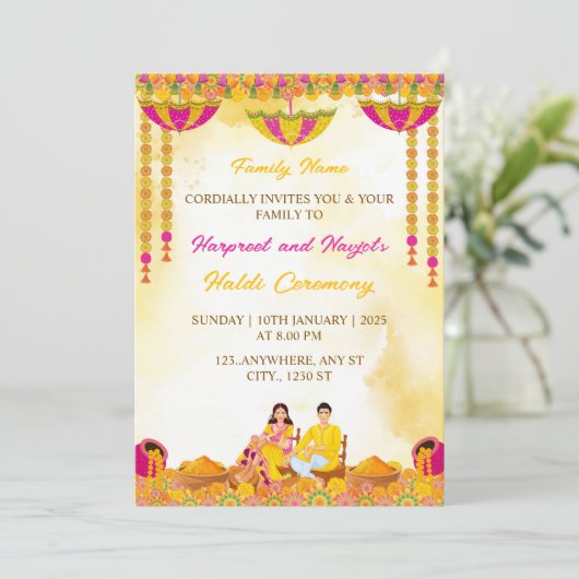 Haldi Ceremony Invitation, Maiyan Ceremony Card 招待状 (スタンド正面)