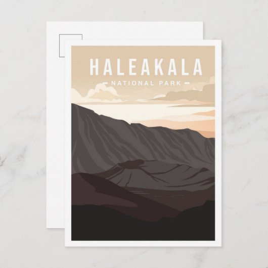 Haleakala National Park Hawaii Travel Illustration ポストカード (正面/裏面)