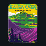 Haleakala National Park Hawaii Vintage マグネット<br><div class="desc">Haleakala vector artwork in a window style design. The park is named after Haleakalā,  a dormant volcano within its boundaries.</div>