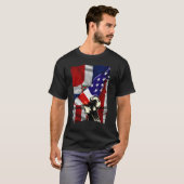 Half American Flag Dominican ROOTS USA Flag Dom Re Tシャツ (正面フル)