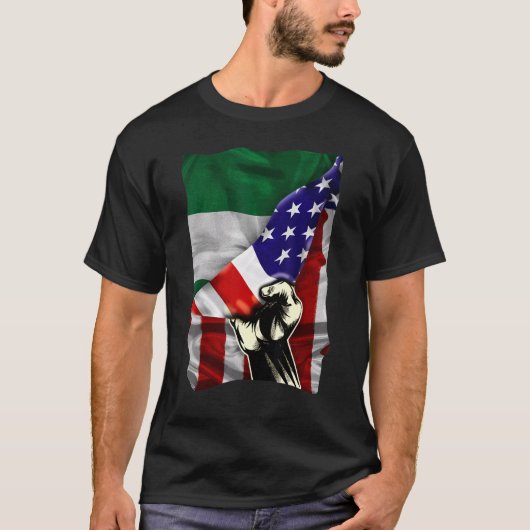 Half American Flag Nigerian ROOTS USA Flag Nigeria Tシャツ (正面)