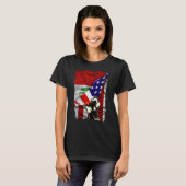 Half American Flag Peruvian ROOTS USA Flag Peru DN Tシャツ (正面フル)