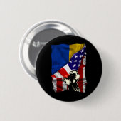 Half American Flag Ukrainian Roots Usa Flag Ukrain 缶バッジ (正面&裏面)