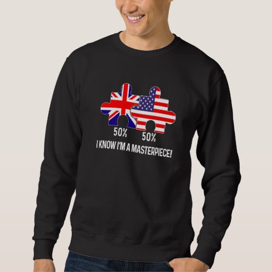 Half American Half British Flag Map Combined USA U スウェットシャツ (正面)