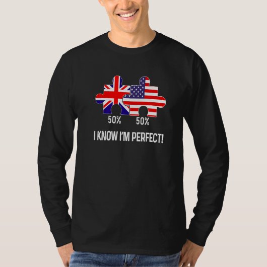 Half American Half British Flag Map Combined USA U Tシャツ (正面)