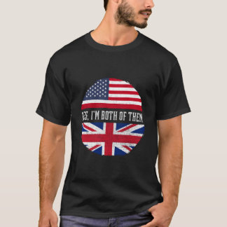 Half American Half British Usa Flag United Kingdom Tシャツ