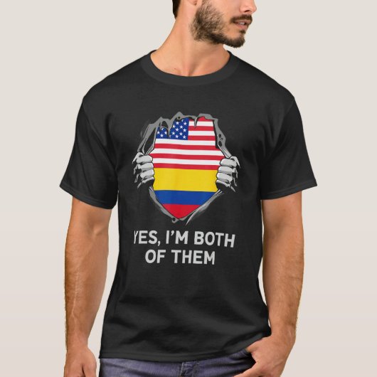 Half American Half Colombian USA Colombia Flag Men Tシャツ (正面)