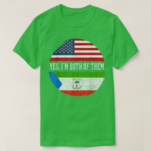 Half American Half Equatoguinean USA Flag Equatori Tシャツ (デザイン正面)
