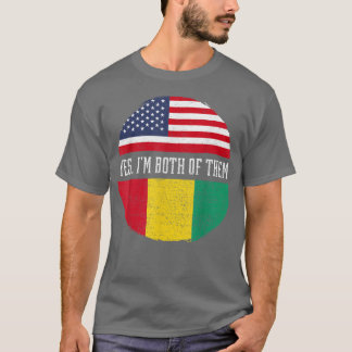Half American Half Guinean USA Flag Guinea Heritag Tシャツ