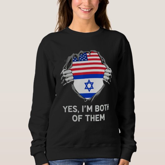 Half American Half Israeli USA Israel Flag Mens Wo スウェットシャツ (正面)