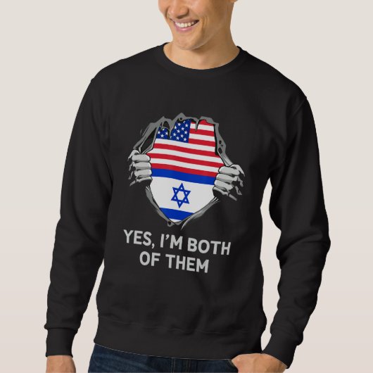 Half American Half Israeli USA Israel Flag Mens Wo スウェットシャツ (正面)