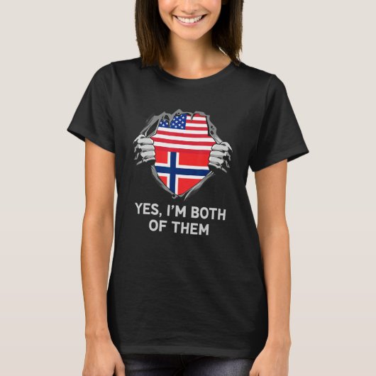 Half American Half Norwegian USA Norway Flag Mens  Tシャツ (正面)