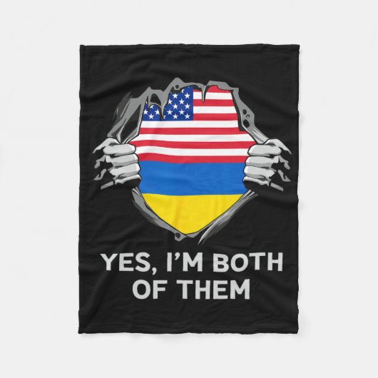 Half American Half Ukrainian Usa Ukraine Flag Mens フリースブランケット (正面)