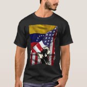 Half American Half Venezuelan ROOTS USA Flag Venez Tシャツ (正面)
