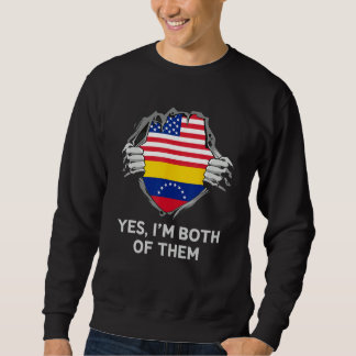 Half American Half Venezuelan USA Venezuela Flag M スウェットシャツ