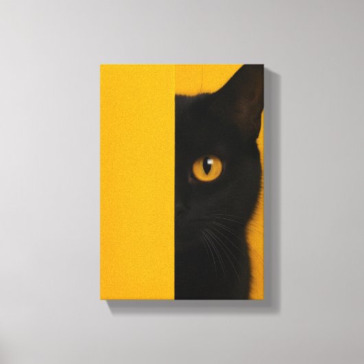 Half-Black Cat Minimalist Canvas Art キャンバスプリント (正面)