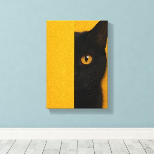 Half-Black Cat Minimalist Canvas Art キャンバスプリント (インサイチュ (ウッドフロア))