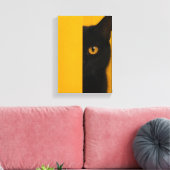Half-Black Cat Minimalist Canvas Art キャンバスプリント (インサイチュ (リビング))