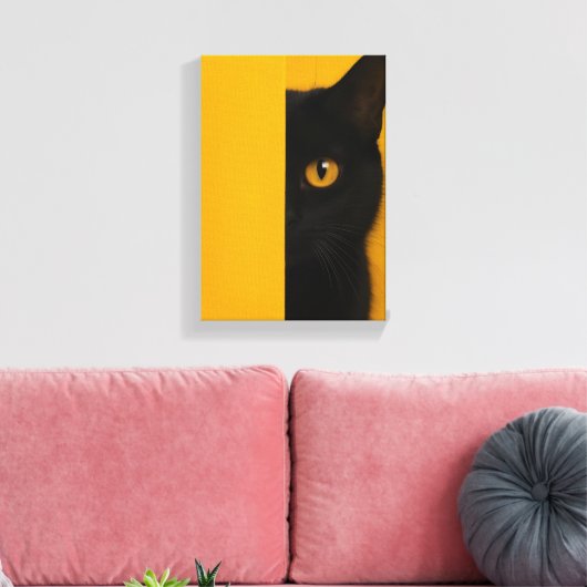 Half-Black Cat Minimalist Canvas Art キャンバスプリント (インサイチュ (リビング))