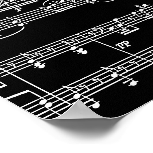 half black half white music notes ポスター (角)