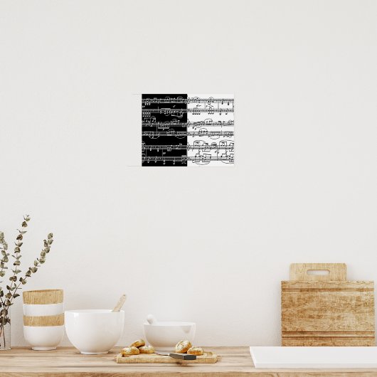 half black half white music notes ポスター (キッチン)