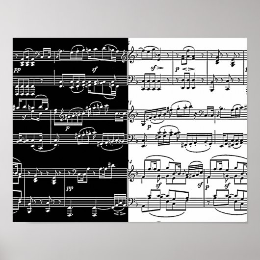 half black half white music notes ポスター (正面)