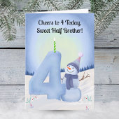 Half Brother 4th Birthday Snowman with Snowy Four カード
