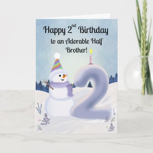 Half Brother Happy 2nd Birthday Snowman Building カード (正面)