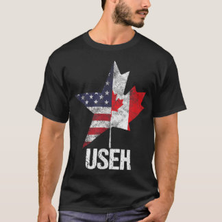 Half Canadian American USEH Canada USA Flag United Tシャツ