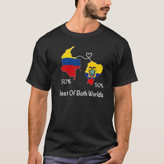 Half Colombian Half ecuadorian Flag Map Ecuador Co Tシャツ (正面)