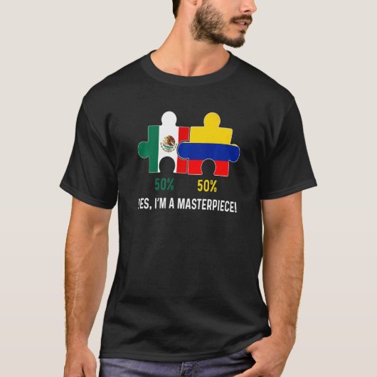 Half Colombian Half Mexican Flag Map DNA Mexico Co Tシャツ (正面)
