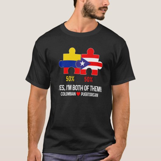 Half Colombian Half Puerto Rican Flag Map Boricua  Tシャツ (正面)