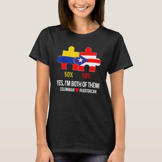 Half Colombian Half Puerto Rican Flag Map Boricua  Tシャツ (正面)