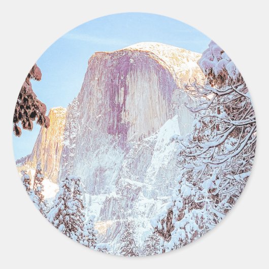 Half Dome in Winter，ヨセミテ，カリフォルニア ラウンドシール (正面)