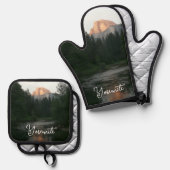 Half Dome Sunset in Yosemite National Park 鍋つかみ&鍋敷きセット (正面/裏面)